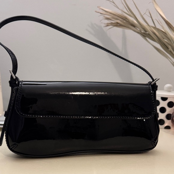 Zara Glossy Black Shoulder Bag - Picture 2 of 7